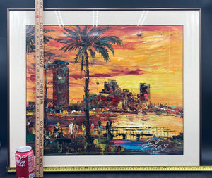 Original Pen King Signed "Miami Beach" Oil Painting, Signed