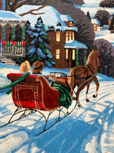 Vintage Original Winter Christmas Scene Oil Painting
