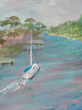 Black Signed Original Coastal Florida Landscape Acrylic Painting