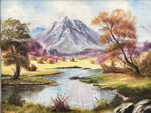 Artist Signed Mountain Lake Landscape Acrylic Painting, Framed