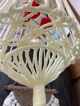 Vintage Macrame Bird Cage with Birds