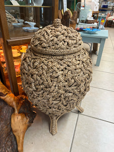 Large Rope Jar/Basket With Lid