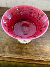Antique Bohemian Cranberry Glass Large Tazza Compote Pedestal Bowl