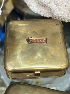 Set of 3 Antique Brass Fishing Bait Boxes