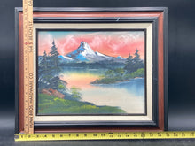 Artist Signed Bob Ross Inspired Mountain Landscape Painting, Framed