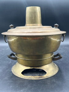 LARGE ANTIQUE ASIAN BRASS PORTABLE COAL STOVE COOKER