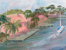 Black Signed Original Coastal Florida Landscape Acrylic Painting