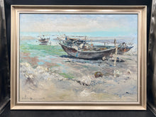 Vintage Artist Signed Original Impressionist Nautical Scene Oil Painting