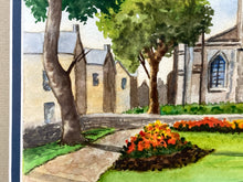 Artist Signed Original English Courtyard Watercolor Painting