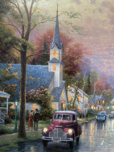 Thomas Kinkade 25.5x34" "Hometown Mornings" S/N Edition Framed Canvas