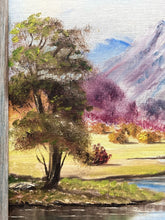 Artist Signed Mountain Lake Landscape Acrylic Painting, Framed