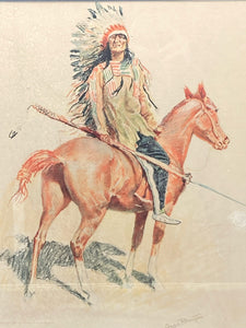 Original "A Sioux Chief" Frederic Remington 1901 Bunch Of Buckskins Print Framed