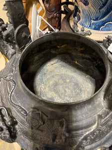 Antique Asian Bronze Figural Kettle