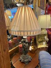 Art Nouveau "Three Graces" Bronze Lamp WIth Linen Shade