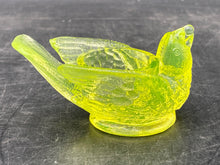 Antique Degenhart Vaseline Glass Bird Candle Holder