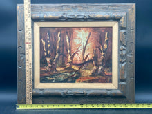 Artist Signed Mid Century Autumn Woods Landscape Painting, Framed