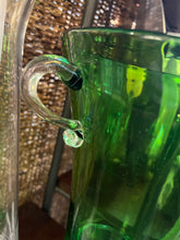 Hand Blown Green Glass Footed Vase
