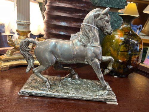Antique Early 1900 Silver Bronze Horse Statue