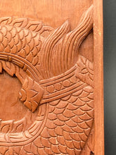 12x24" Wood Asian Dragon Relief