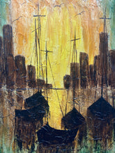 Artist Signed Nautical Themed Marina Oil Painting