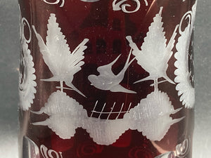 Egermann Bohemian Ruby Glass Cut To Clear 8" Vase
