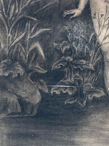 Antique Signed "Eve Looked At Herself In The Water" Engraving, Framed