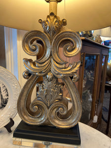 Gold Leaf Design Lamp on Acrylic Base