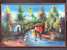 Benoit Signed Haitian Folk Art Acrylic Painting 24x36"