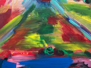 Original Angela Wakefield Psychedelic Abstract City Painting W/ CoA