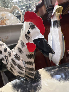 Metal Cow with Chickens