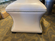 Ethan Allen Cream Leather Ottoman