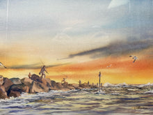 O'Brien Signed Orignial Nautical FIshing Scene Watercolor Painting