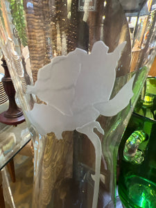 Etched Rose Crystal Vase From Poland
