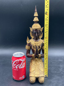 13" Thai Buddhist Bronze Thepphanom Temple Guardian Statue, Male Form