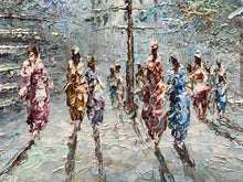 Artist Signed Parisian Street Scene Impasto Oil Painting