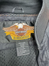 Vintage Harley Davidson Bomber Jacket Mens M Black Orange Motorcyle Biker