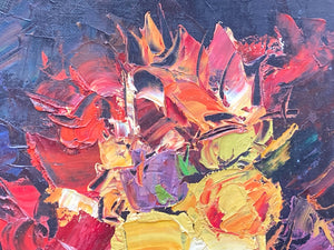 Artist Signed Impressionist Still Life Floral Oil Painting