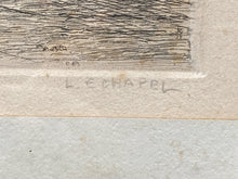 L.E. Chapel Signed Notre Dame Cathedral Paris Etching, Framed