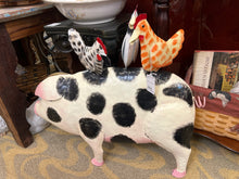 Metal Cow with Chickens