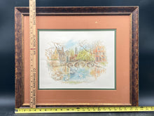 Bernadette Voz Signed Bruges Belgium Watercolor Print, Framed