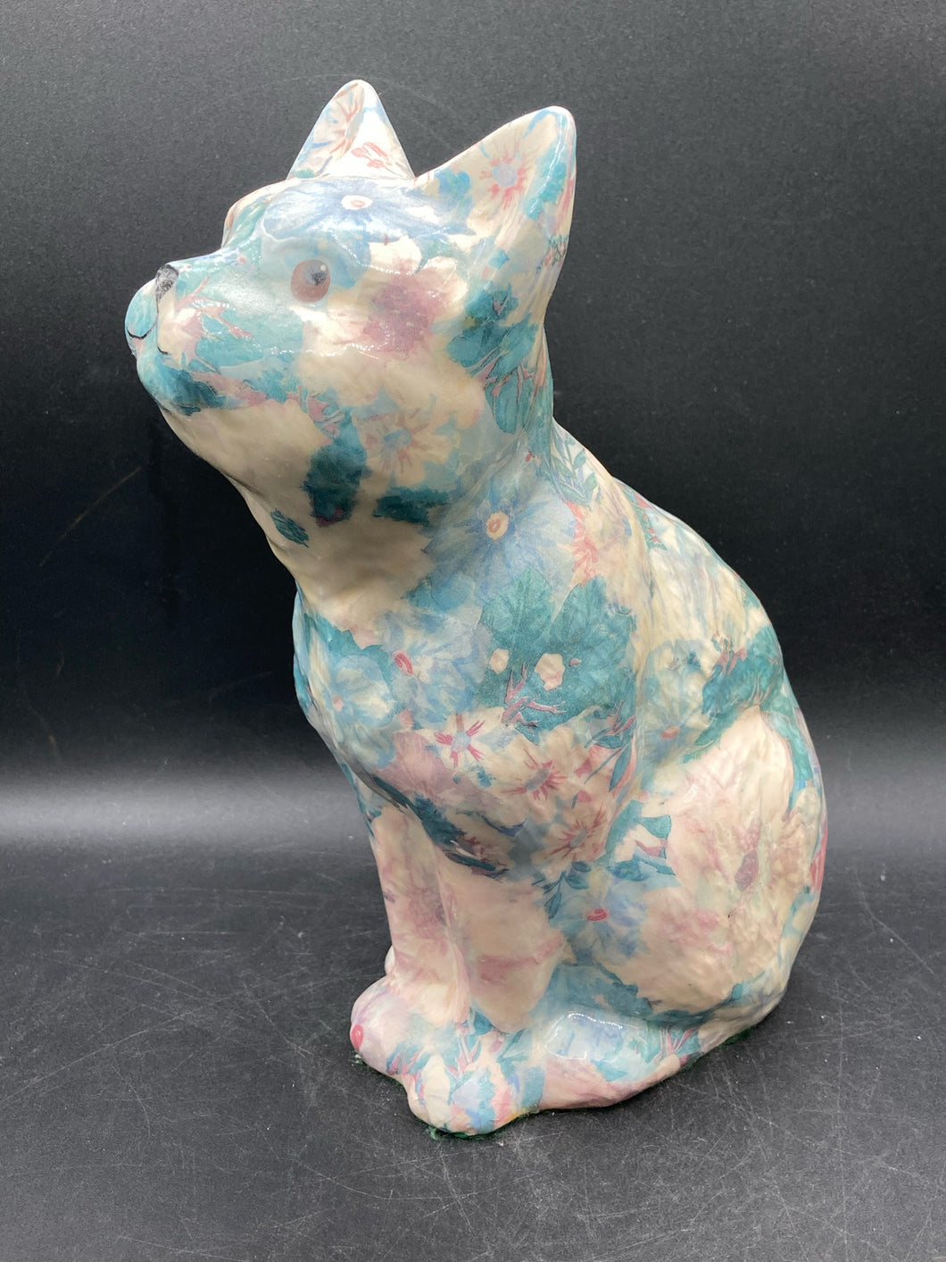 Vintage Decoupage Cat Figure