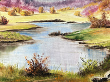 Artist Signed Mountain Lake Landscape Acrylic Painting, Framed