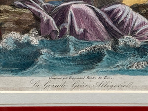 Antique The Kingdom Of Naples Hand Colored Engraving, Framed