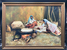 Vintage Artist Signed Original Iranian Village Scene Oil Painting