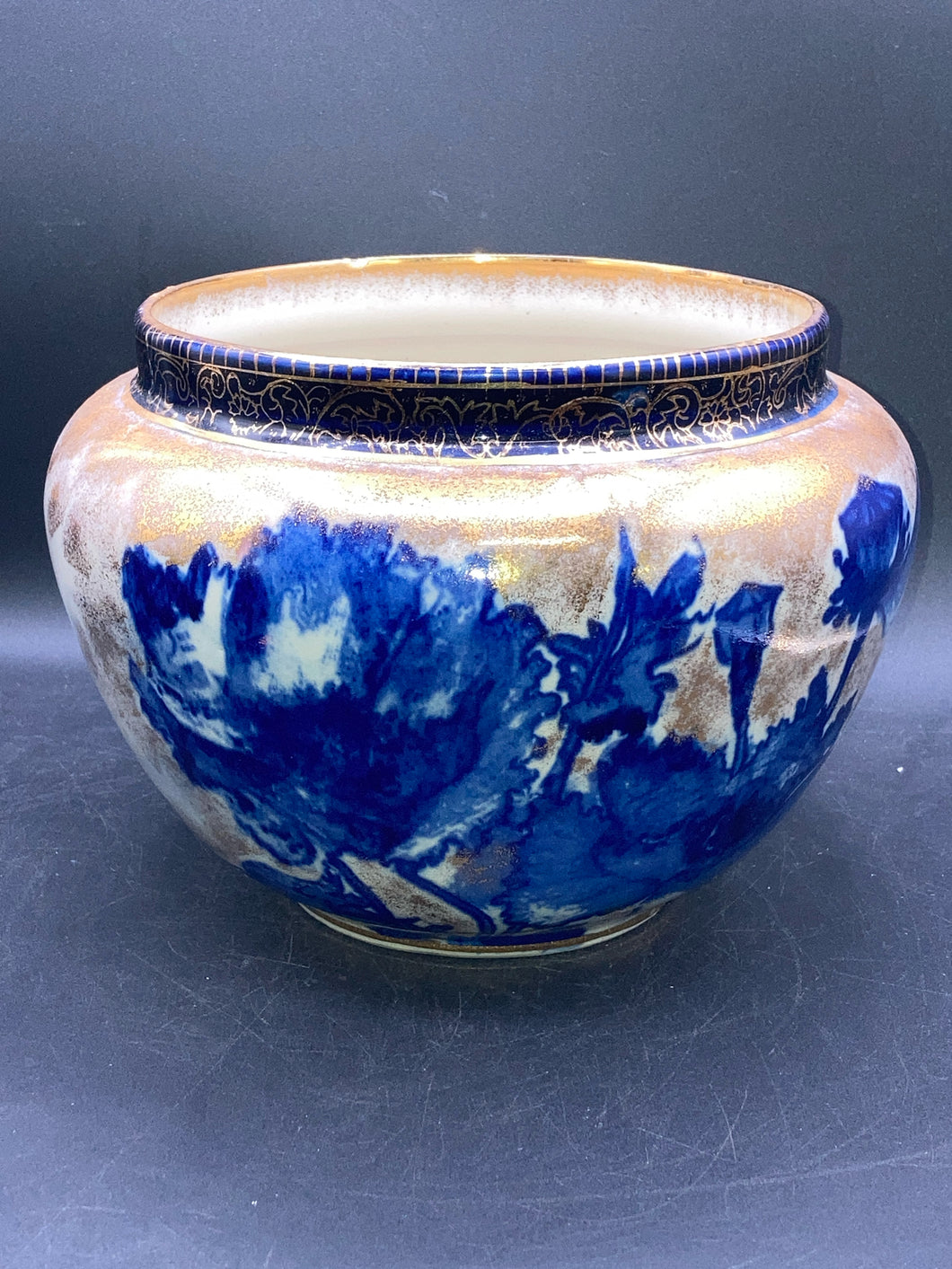 Antique Thomas Rathbone & Co Victor Blue Floral Vase