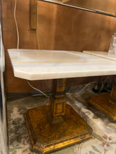 Gold Pedestal Marble Top End Table