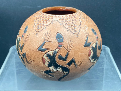 Nancy Chilly & Jackson Yazzie Signed Authentic Navajo Seed Pot