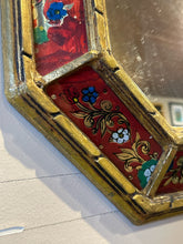 Handmade Reverse Painted Glass Wall Mirror from Peru, "Floral Fiesta"