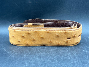 40" Full Quill Ostrich Leather Belt, Tan