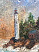 Vintage Artist Signed Nautical Lighthouse Oil Painting - view 3
